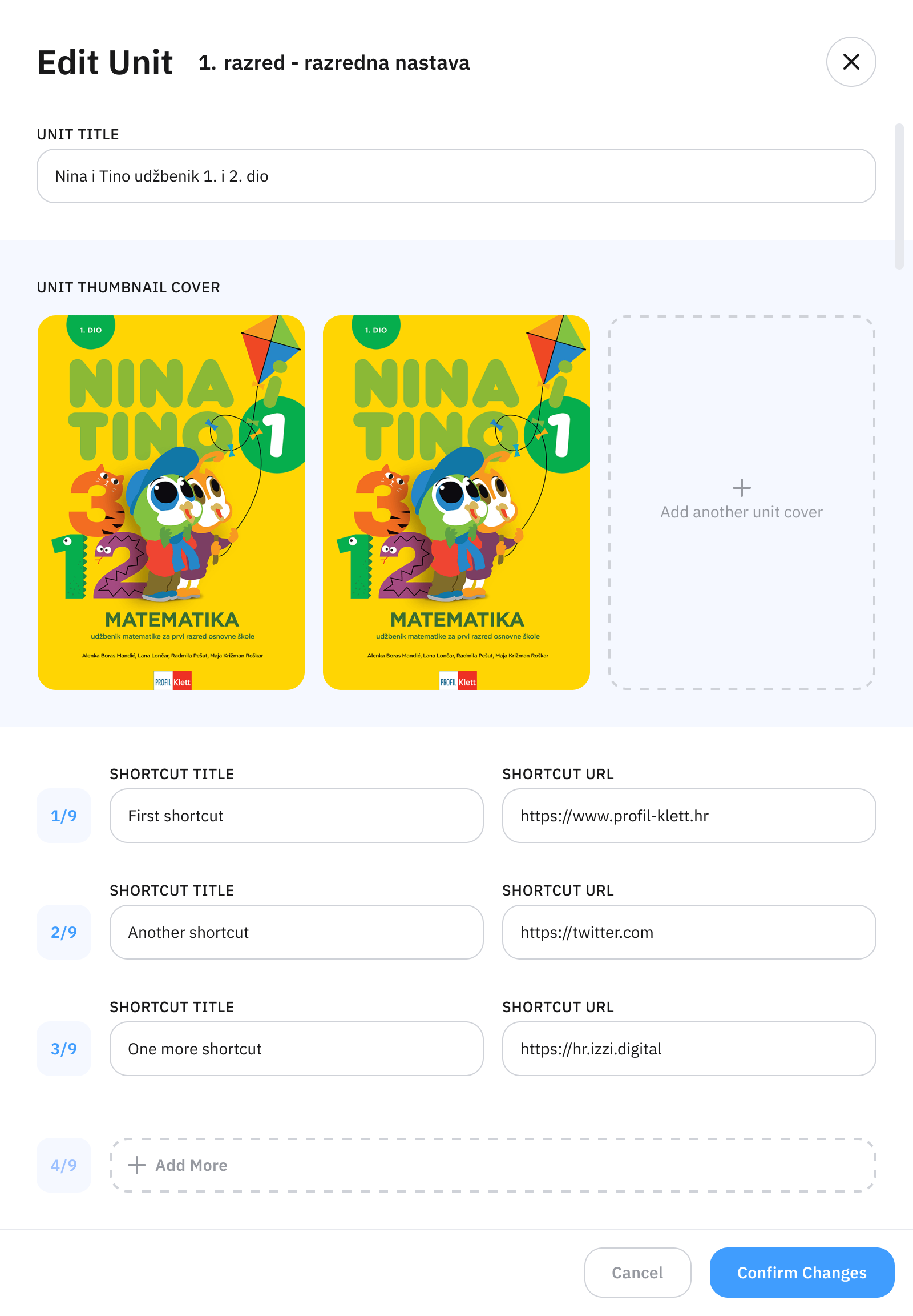 The Add Material confirmation step — review and publish
