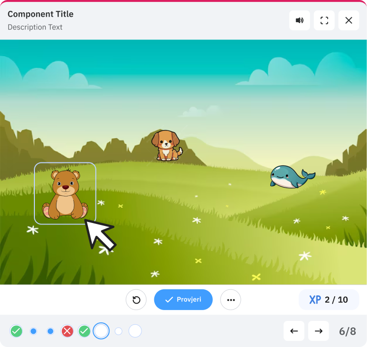 The game player's controls and progress indicator